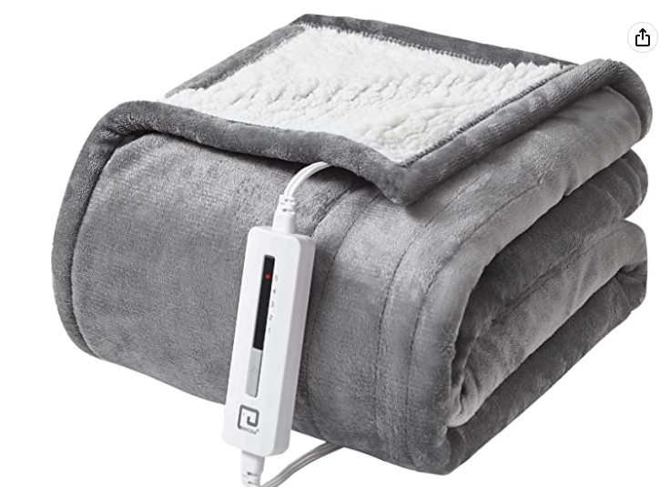 EHEYCIGA Heated Blanket Electric Blanket Throw - Heating Blanket with 5 Heating Levels & 4 Hours Auto Off, Soft Cozy Sherpa Washable Blanket with Fast Heating, 50 x 60 Inches